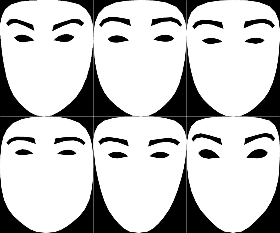Different face shapes with their ideal eyebrow shapes highlighted using AI analysis