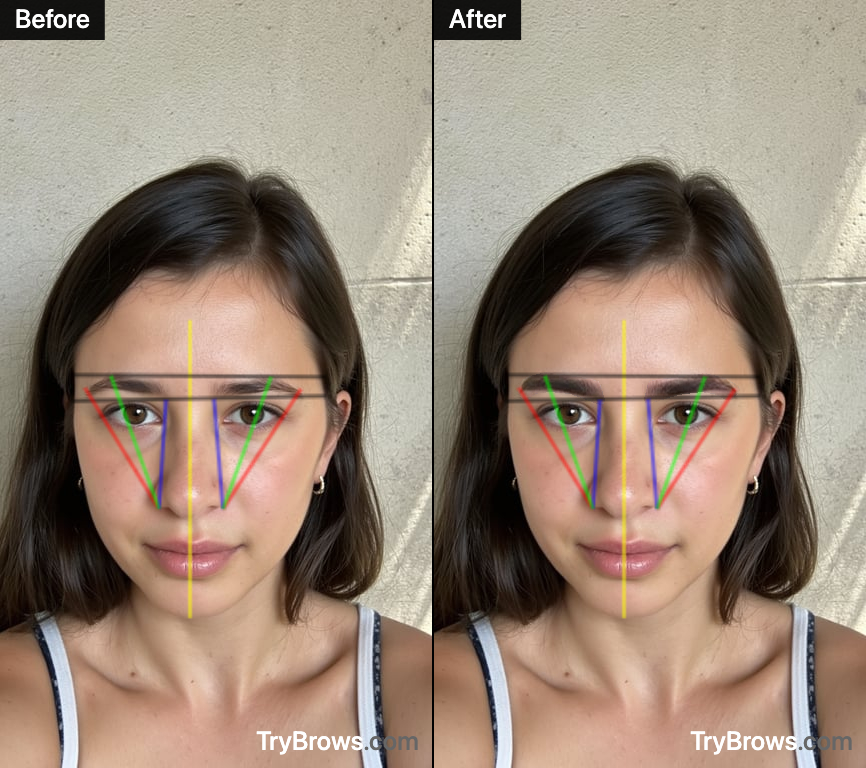 Before and after results using TryBrows AI analysis